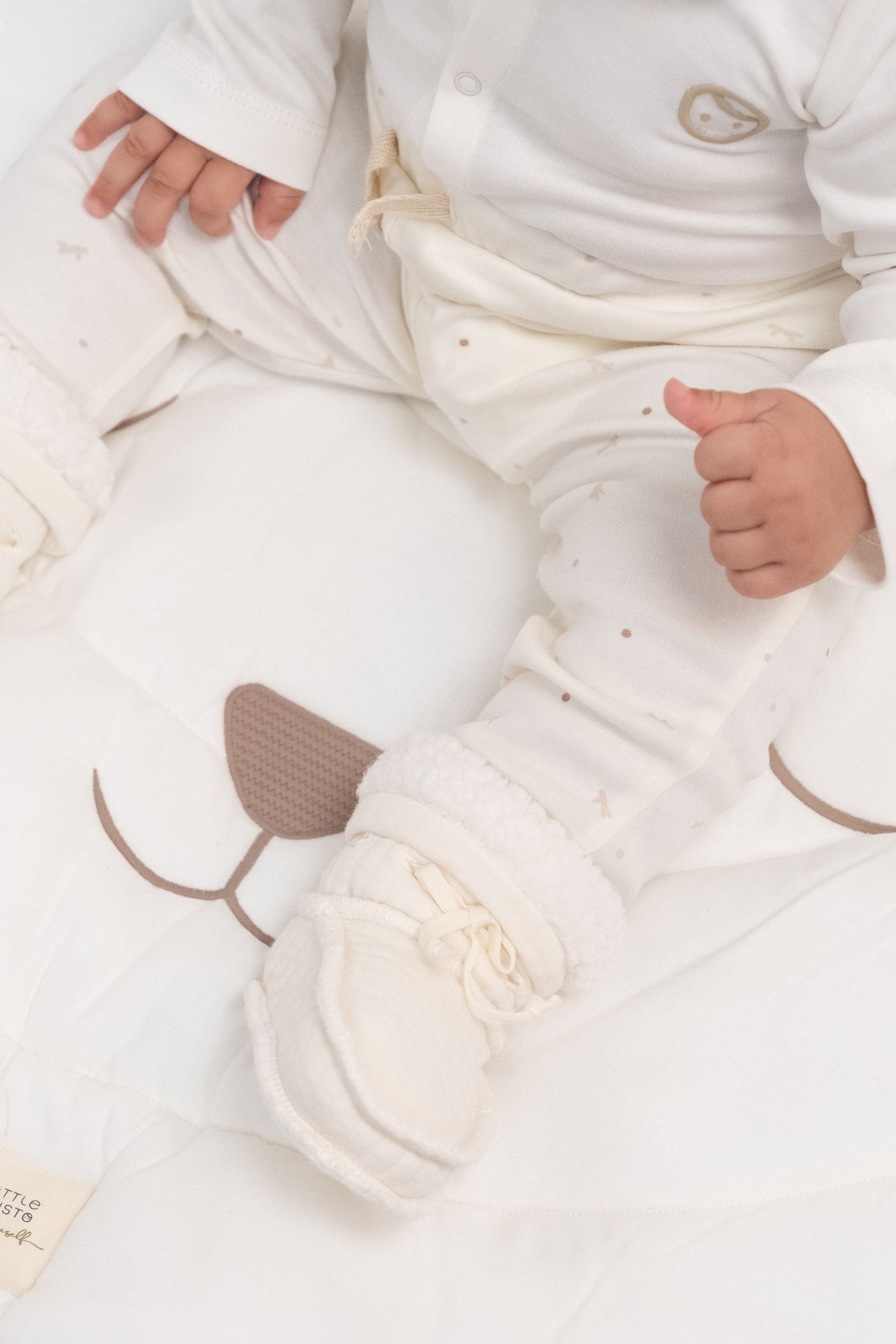 Organik Pamuk Müslin Ekru Bebek Pantolonu