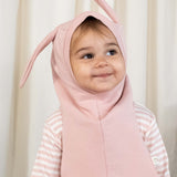 Organik Pamuklu Tavşan Kulaklı Pembe Balaklava Eldiven Seti