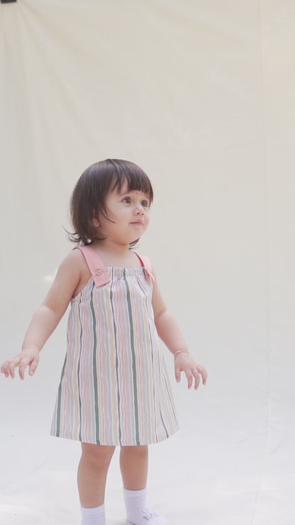 Çizgili Bebek Zıbın Elbise Renkli Organik Pamuk