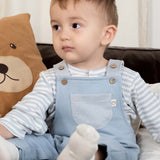 Organik Pamuklu İçi Tüylü Bebek Salopet Mavi