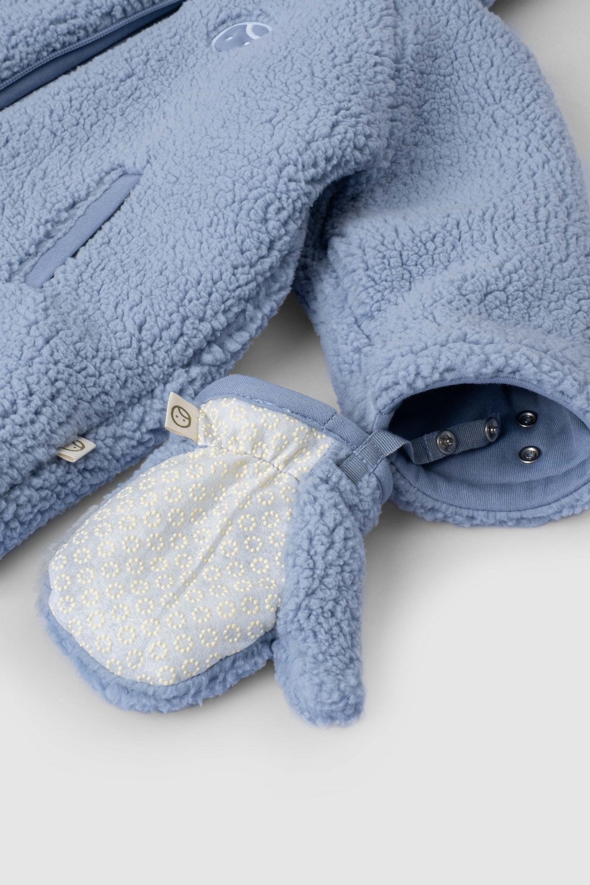 Wellsoft Kapüşonlu Eldivenli Bebek Ceket Mavi