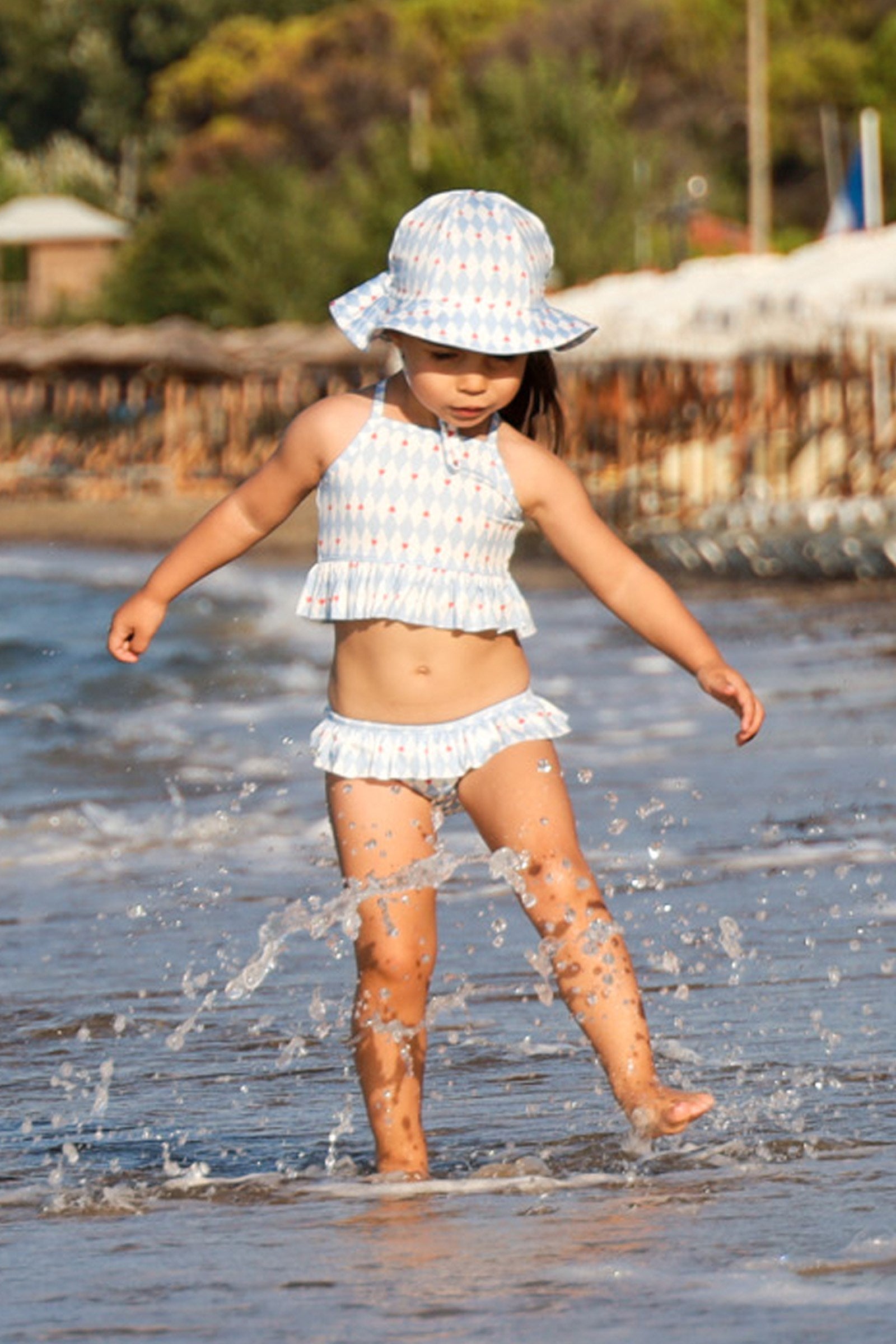 UV Korumalı Fırfırlı Kız Çocuk Bikini Takımı Diamonds Sand Mother