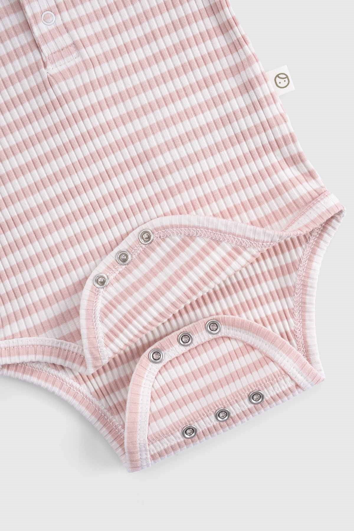 Ayarlanabilir Çıtçıtlı Modal Bebek Body Uzun Kollu Pembe Zıbın