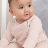 Kendinden Patikli ve Eldivenli Kapitone Pembe Bebek Tulumu