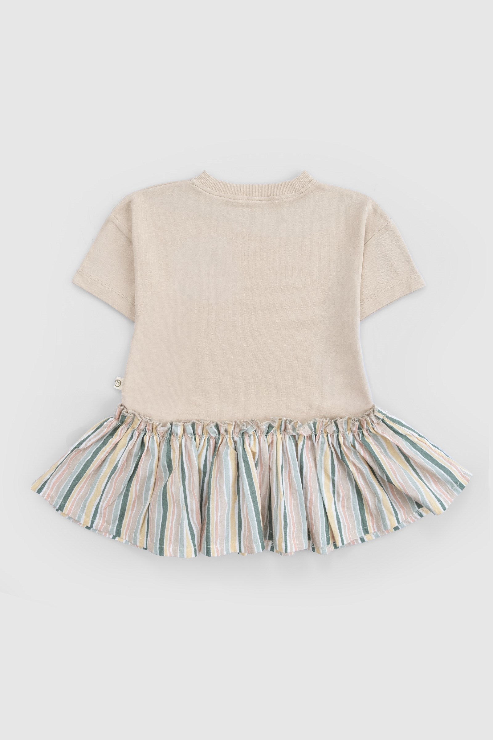Bambu Kısa Kollu Takma Etekli Elbise Bej