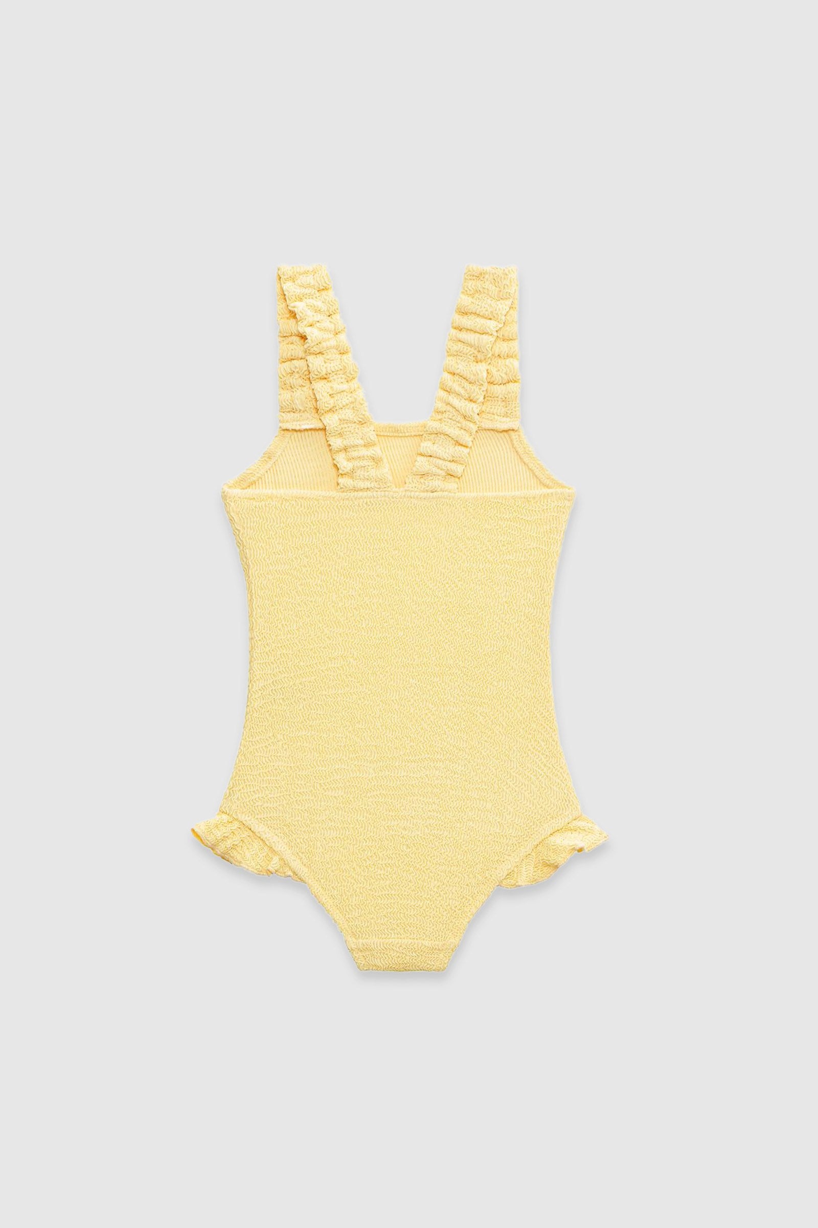 UV Korumalı Dokulu Kız Çocuk Mayo Butter Yellow Mayo Sand Mother