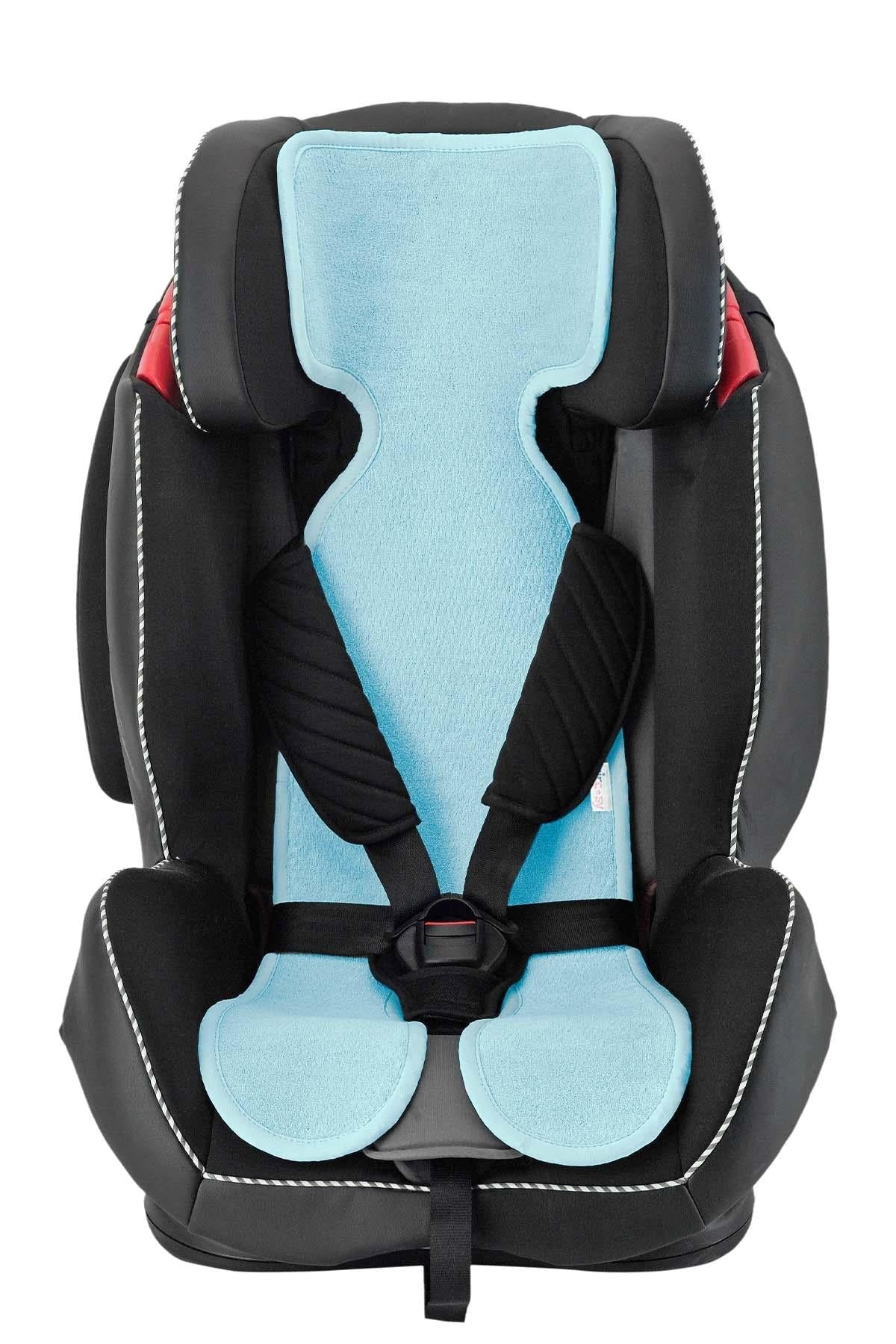 Organik Pamuklu Bebek Oto Koltuğu Minderi 1-3 Yaş 9-18 Kg Turkuaz Little Gusto
