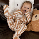 Kendinden Eldivenli ve Patikli Kaşkorse Modal Kahve Fermuarlı Tulum Tulum Little Gusto