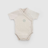 Organik Pamuk 2’li Kısa Kollu Kruvaze Bej Body Little Farm Zıbın & Body Little Gusto