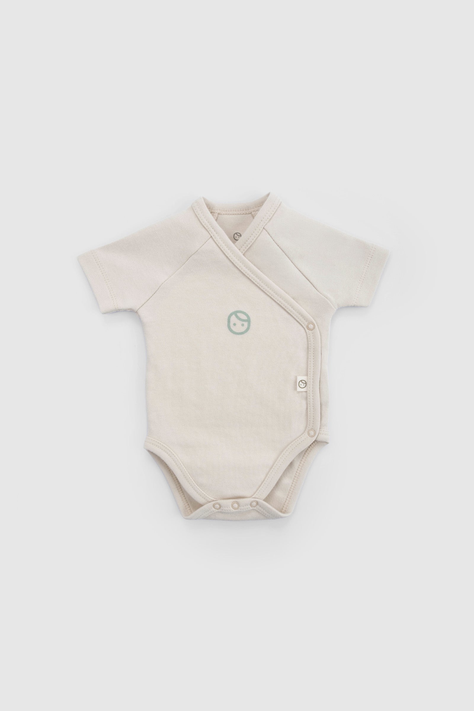 Organik Pamuk 2’li Kısa Kollu Kruvaze Bej Body Little Farm Zıbın & Body Little Gusto