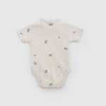Organik Pamuk 2’li Kısa Kollu Kruvaze Bej Body Little Farm Zıbın & Body Little Gusto