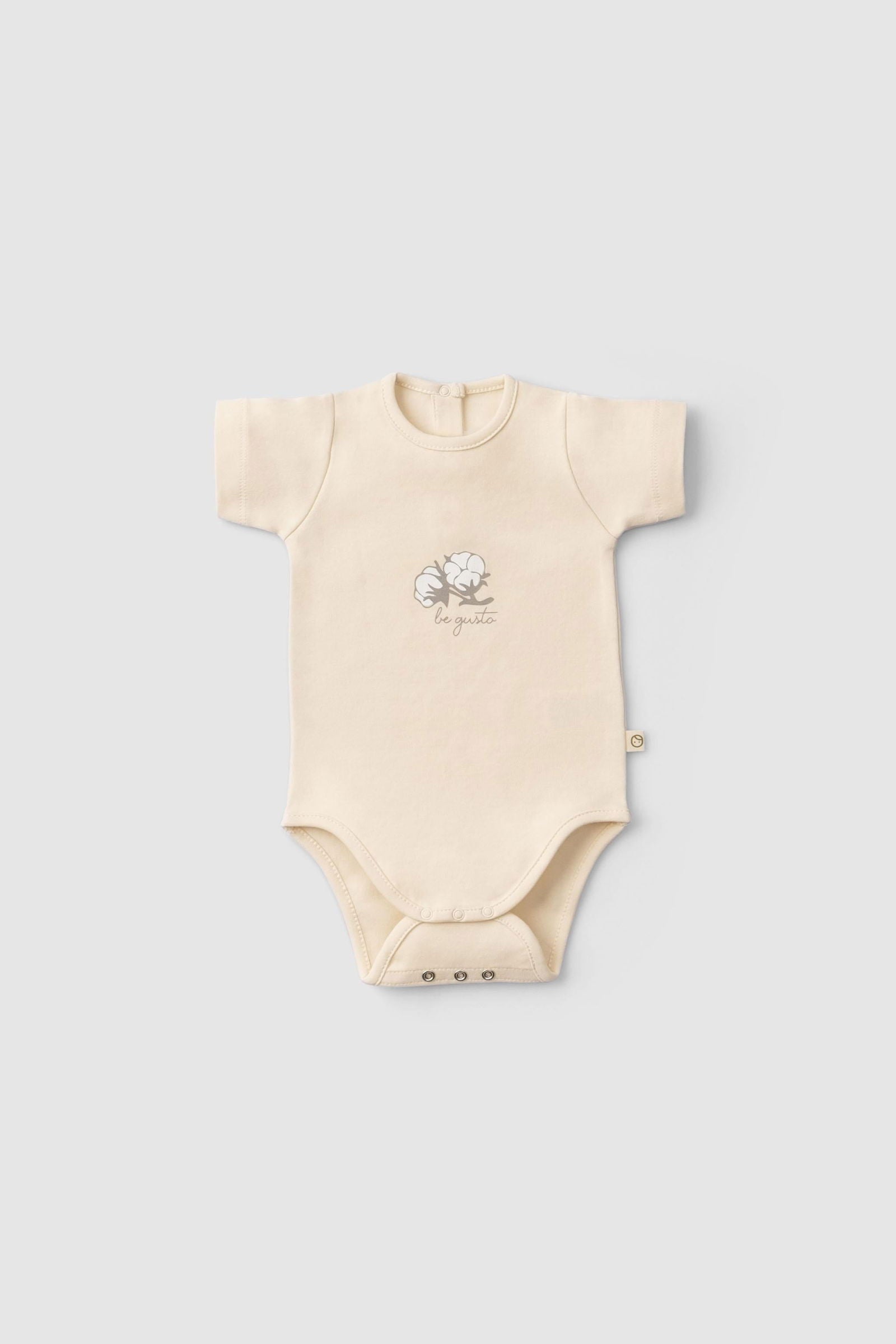 2' li Kısa Kollu Organik Pamuk Bebek Body Seti Küçük Pamuk Desenli - Little Gusto - 
