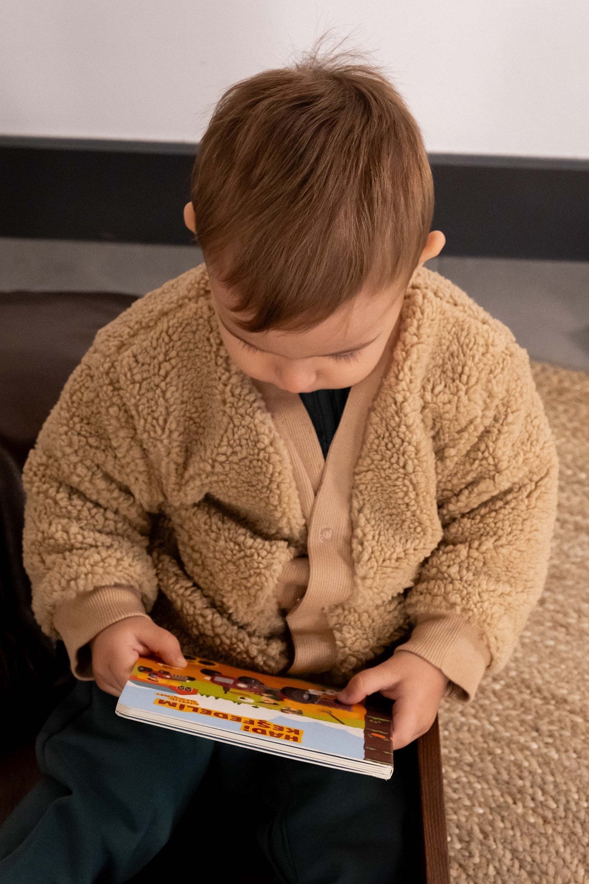 Wellsoft Bebek Hırka Pamuk Desenli Bej