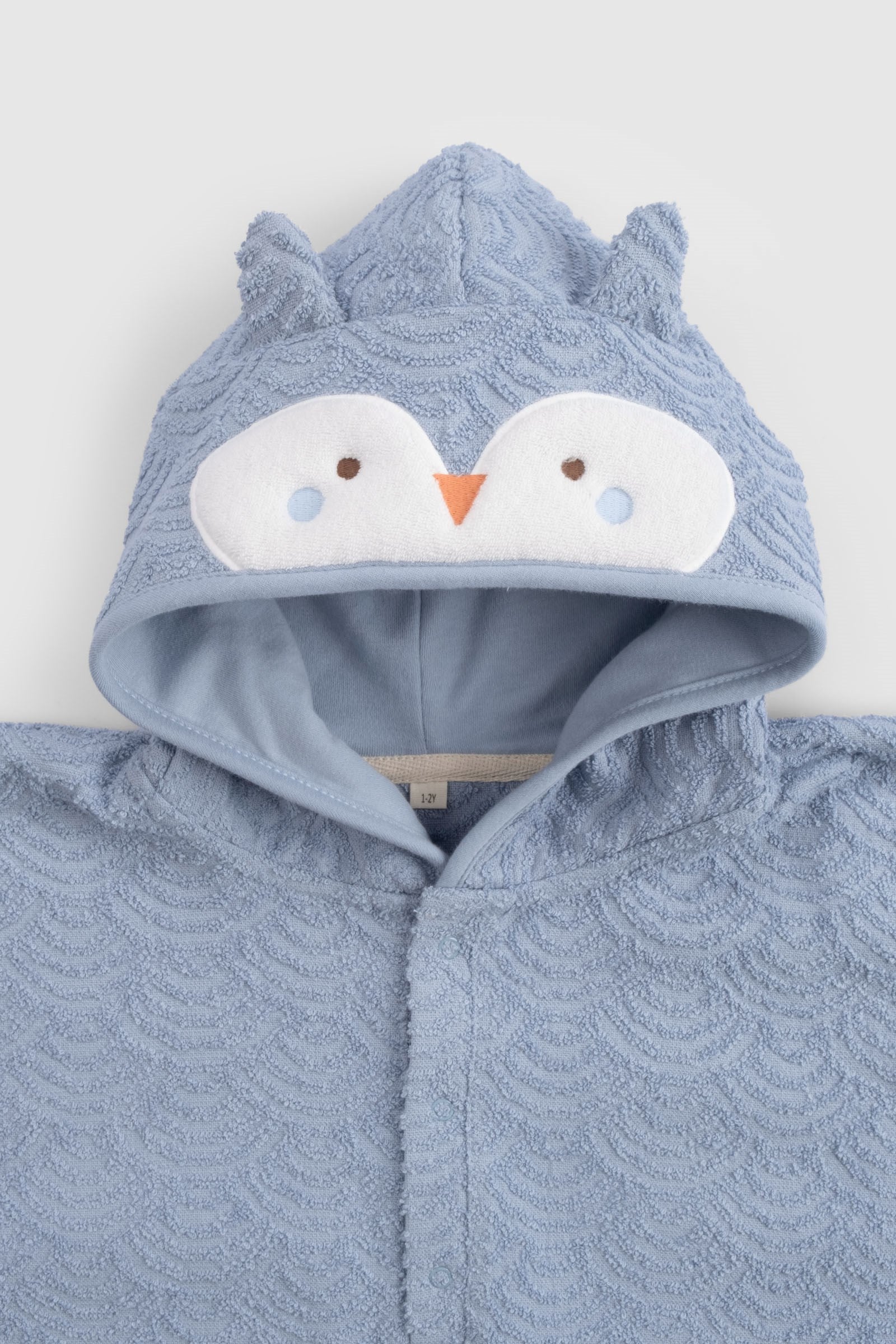 ORGANİK PAMUK MAVİ BAYKUŞ HAVLU PANÇO