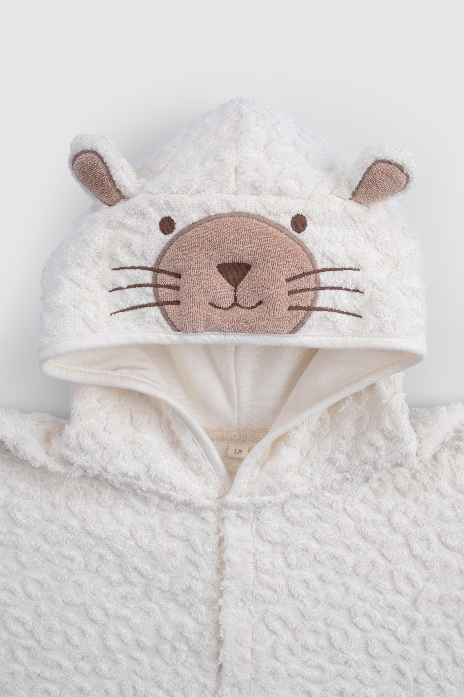 ORGANİK PAMUK EKRU LEOPAR HAVLU PANÇO