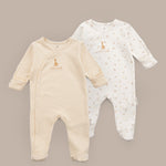 Sophie la girafe 2'li Organik Pamuk Sarı Ekru Tulum Seti