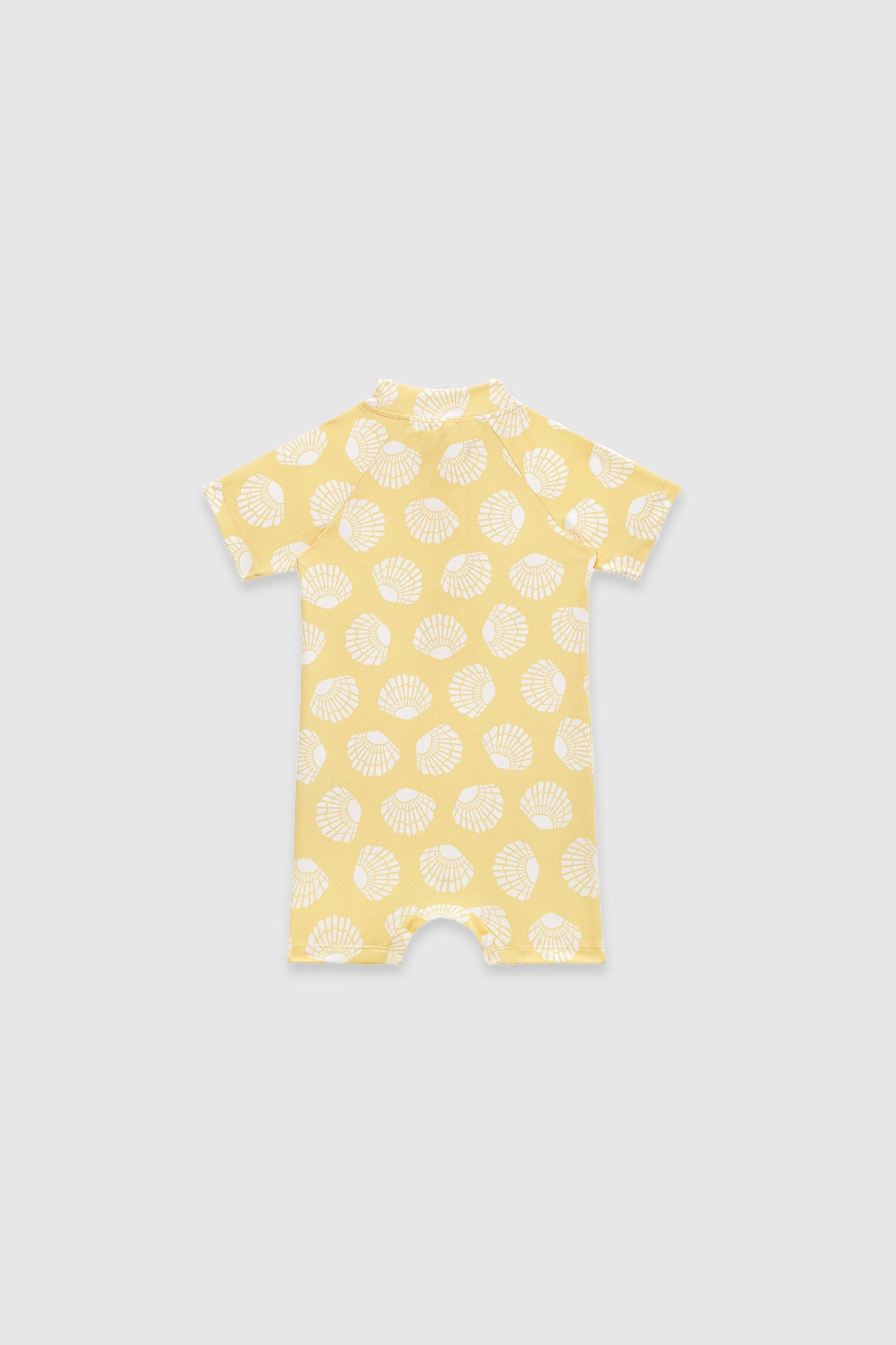 UV Korumalı Bebek Tek Parça Alttan Çıtçıtlı Ön Fermuarlı Mayo Sunny Shells Mayo Sand Mother