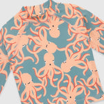 UV Korumalı Uzun Kollu Erkek Bebek Üst Mayo Octopus Mayo Sand Mother