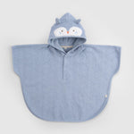 ORGANİK PAMUK MAVİ BAYKUŞ HAVLU PANÇO