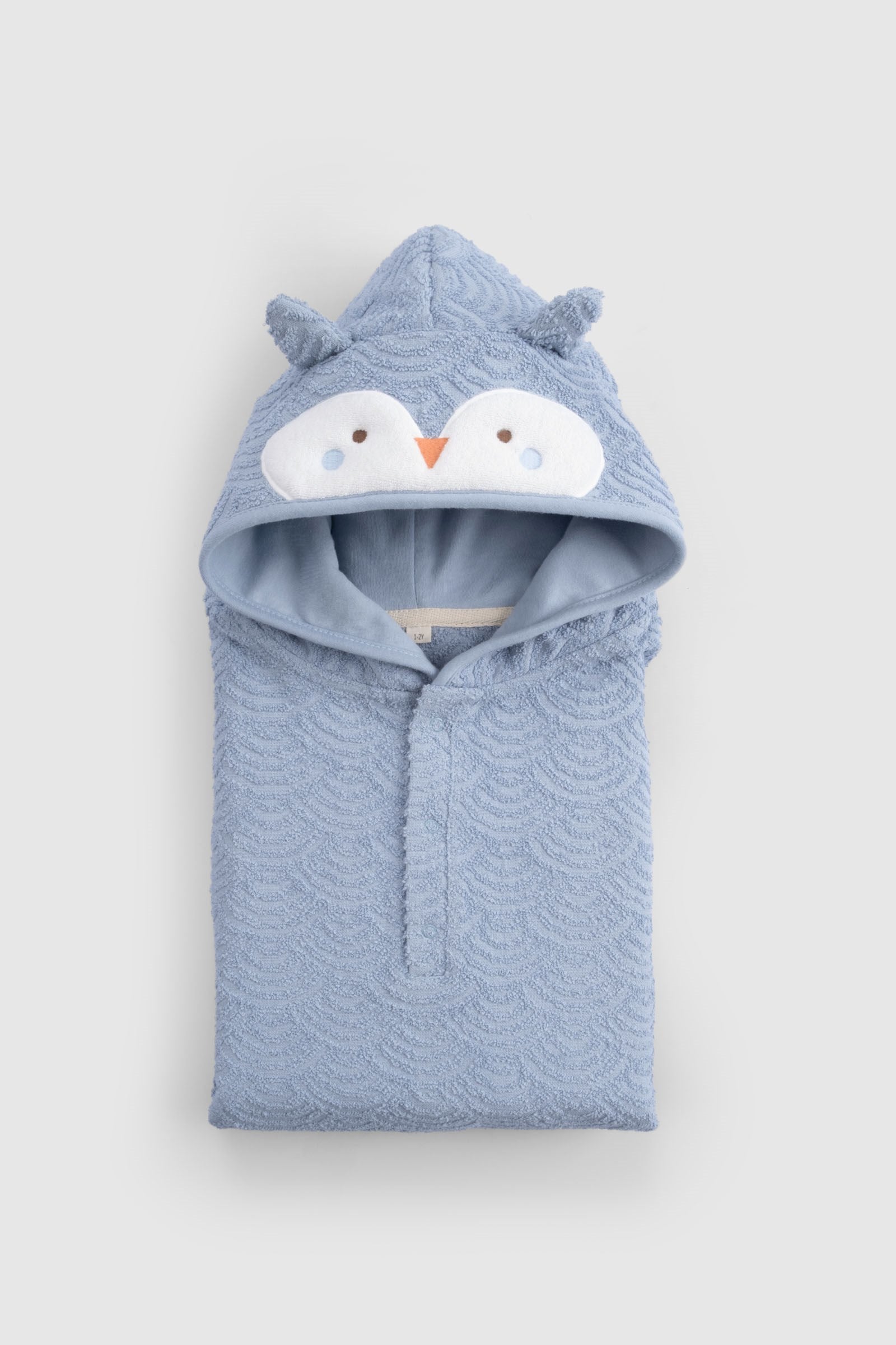 ORGANİK PAMUK MAVİ BAYKUŞ HAVLU PANÇO