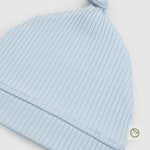 Organik Pamuklu Düğümlü Kaşkorse Modal Yenidoğan Şapka Mavi