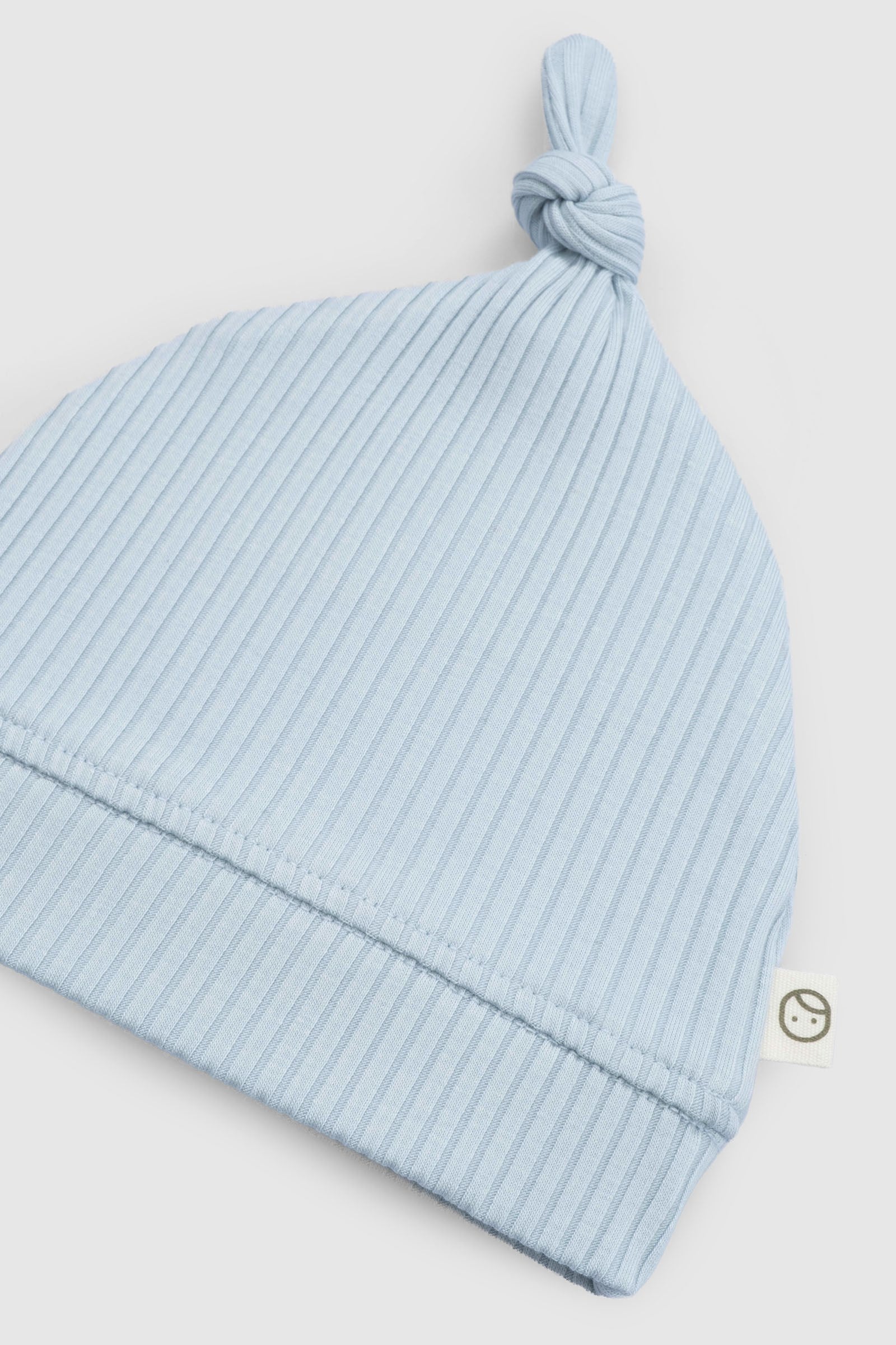 Organik Pamuklu Düğümlü Kaşkorse Modal Yenidoğan Şapka Mavi