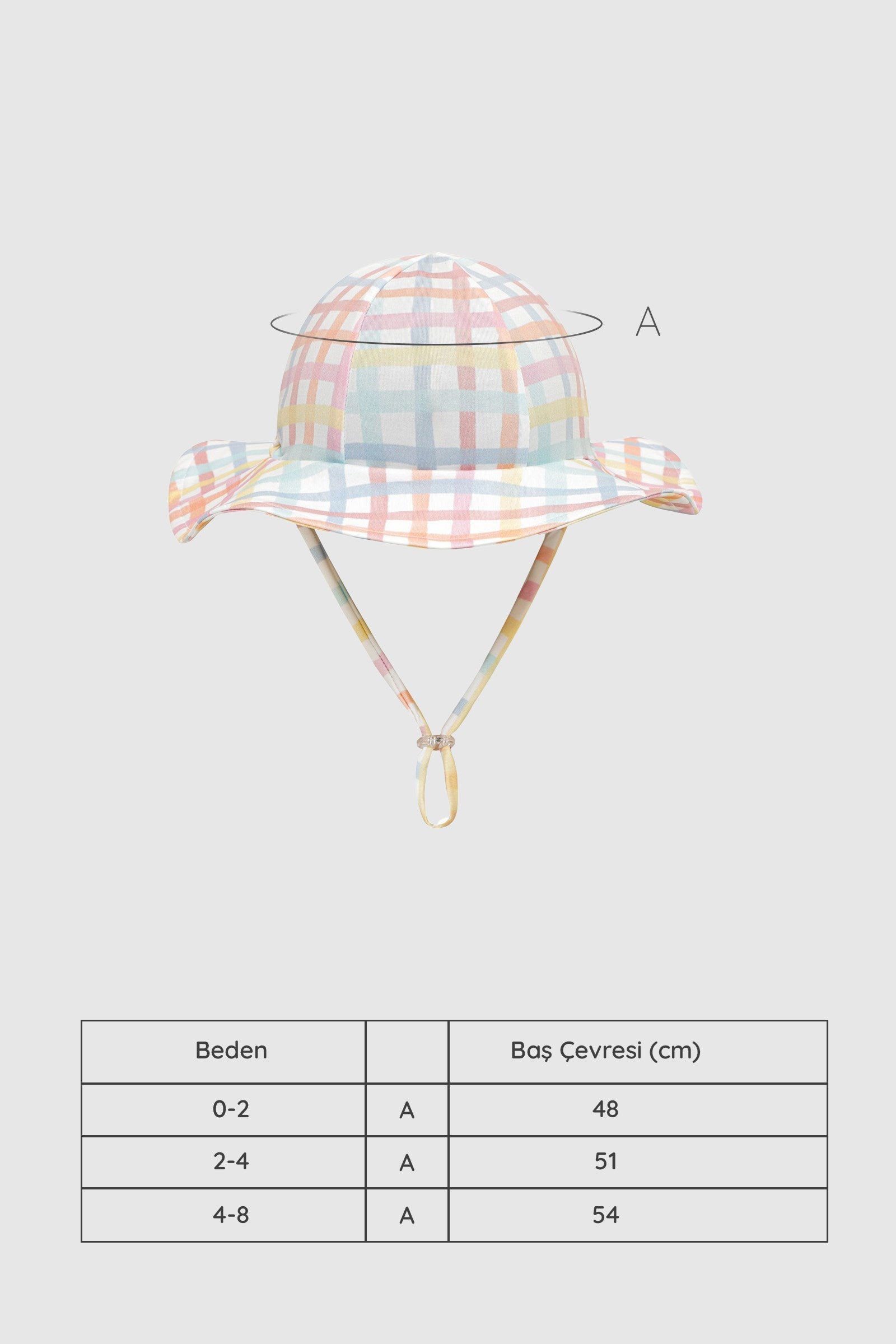 UV Korumalı Bebek & Çocuk Siperlikli Şapka Rainbow Gingham Şapka Sand Mother