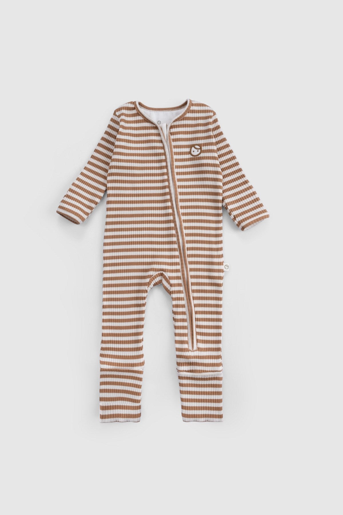 Kendinden Eldivenli ve Patikli Kaşkorse Modal Kahve Fermuarlı Tulum