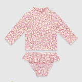 UV Korumalı Uzun Kollu Kız Bebek 2 Parça Mayo Seti Lilac Blossom Mayo Sand Mother