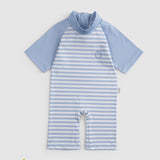 Kısa Kollu Tulum UV Korumalı Mavi Line Bebek Mayo - Little Gusto - 