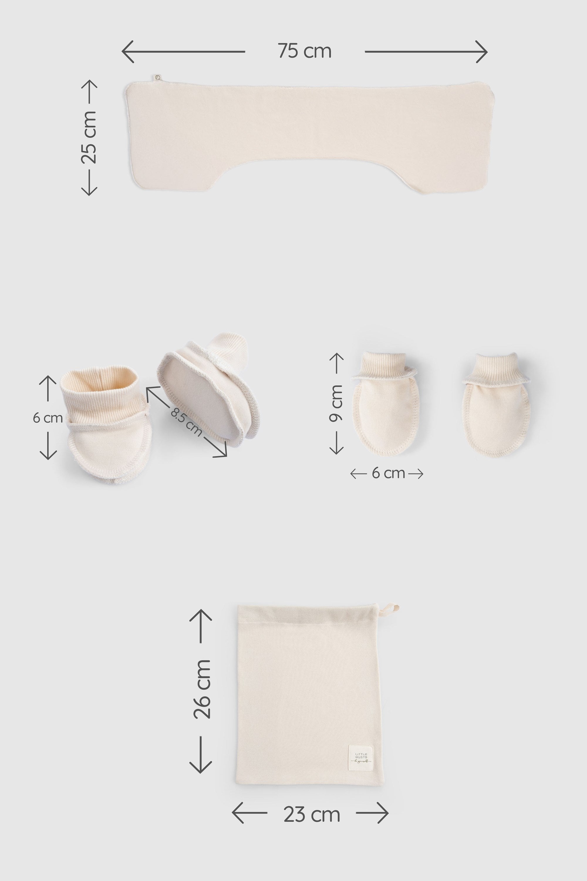 Ters Dikişli Organik Pamuk Ekru 10'lu Prematüre Bebek Seti