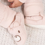 Kapitone Ayıcık Nakışlı Bebek Pembe Patik