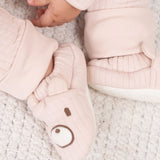 Kapitone Ayıcık Nakışlı Bebek Pembe Patik