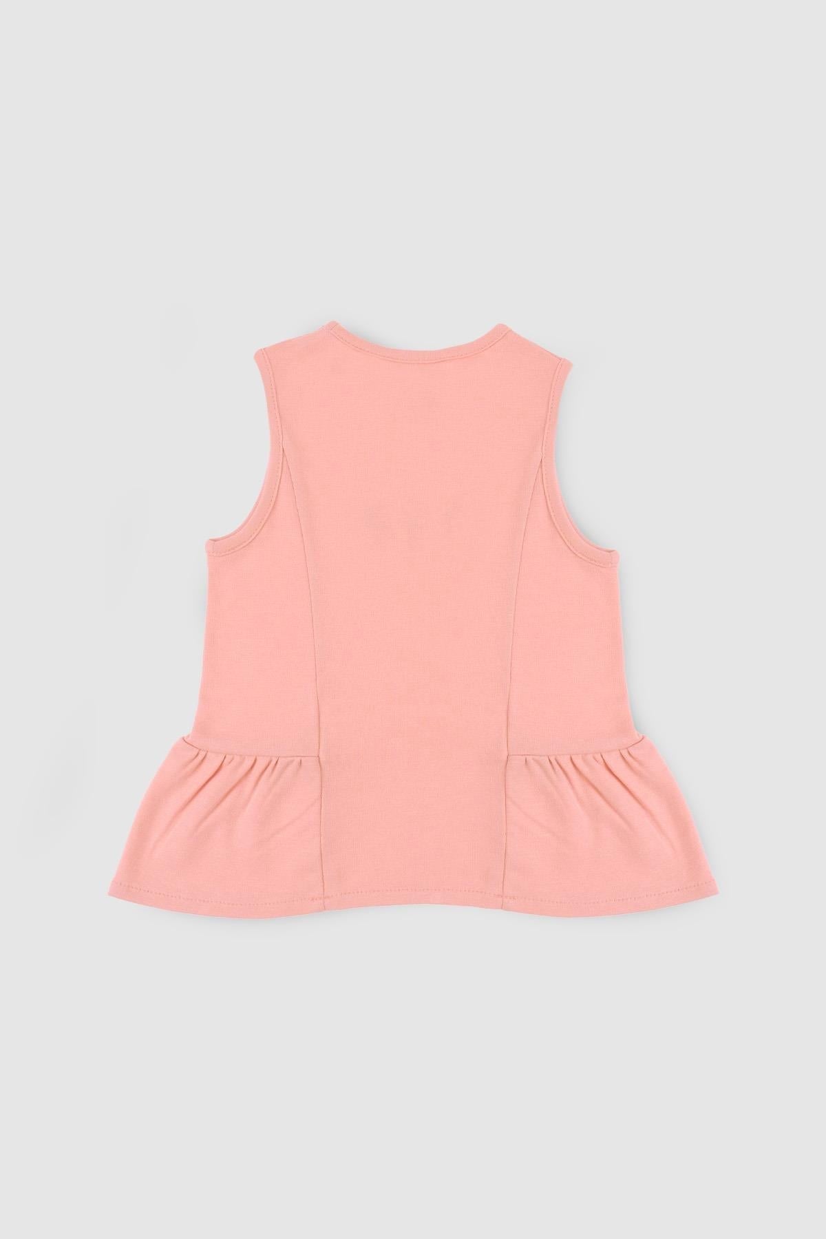 Bambu Çiçek Nakışlı Çocuk Bluz Pembe