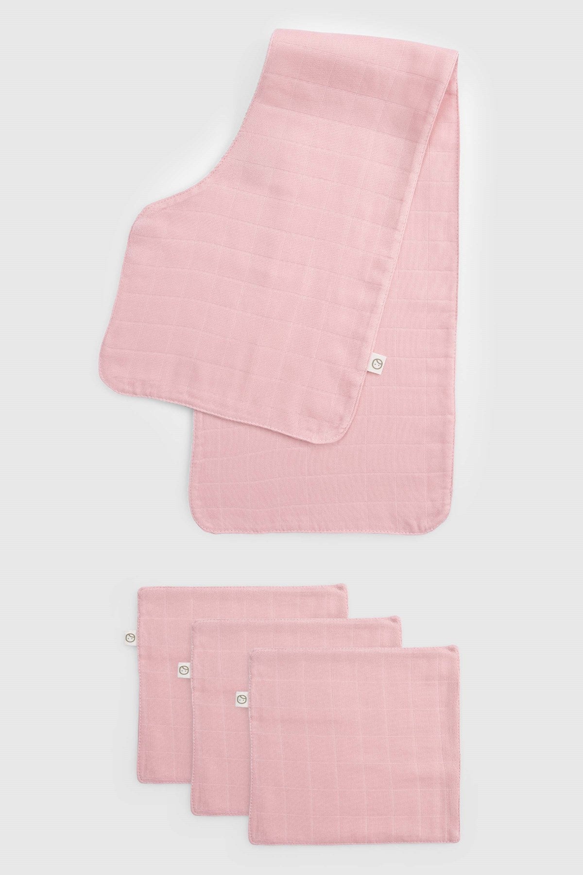 Organik Pamuk Müslin Pembe Omuz Ağız Bezi Seti.