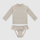 UV Korumalı Uzun Kollu Kız Bebek 2 Parça Mayo Seti Orange Oasis Mayo Sand Mother