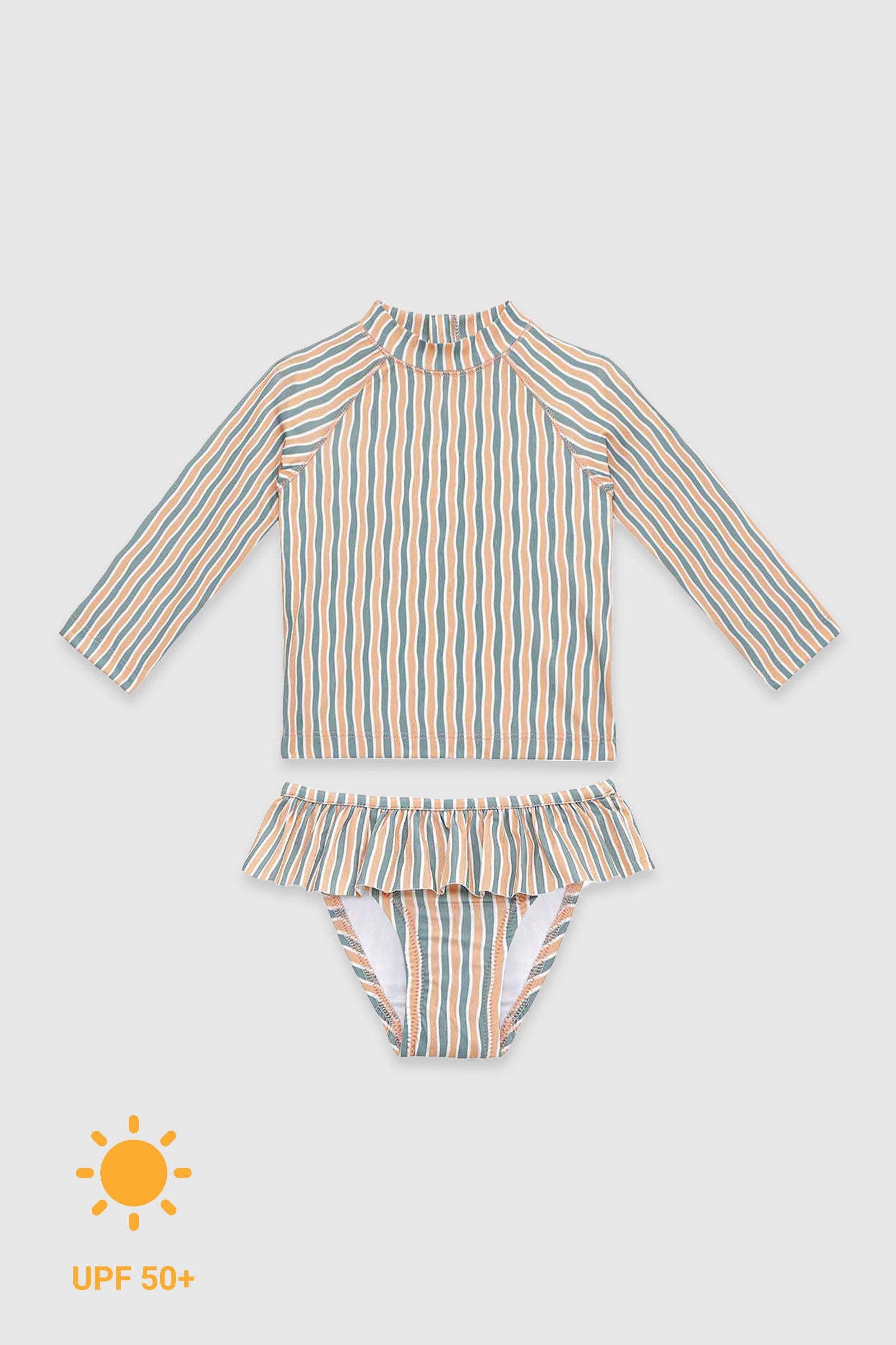 UV Korumalı Uzun Kollu Kız Bebek 2 Parça Mayo Seti Orange Oasis Mayo Sand Mother