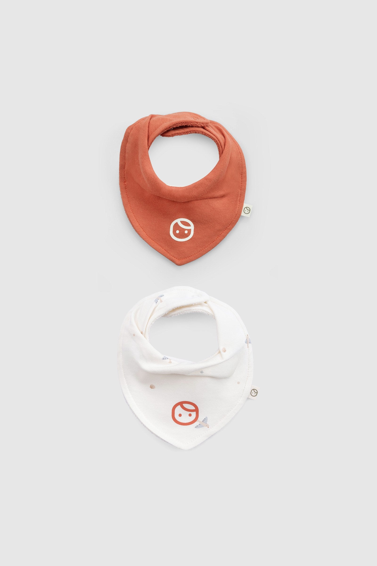 2'li Sıvı Geçirmez Organik Pamuk Bandana Önlük Seti Turuncu Turuncu Small Önlük Little Gusto