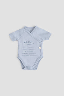 Organik Pamuk Kısa Kollu Kişiselleştirilebilir Hatıra Zıbın - Erkek Bebek Mavi Kruvaze Body Zıbın & Body Little Gusto