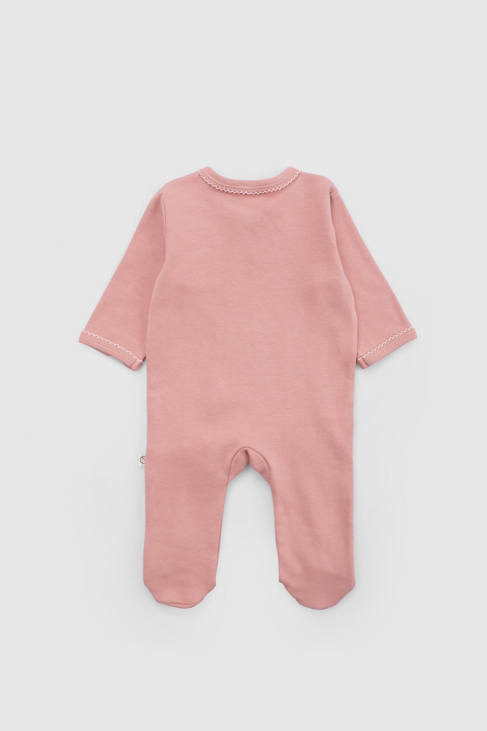 Organik Pamuk Pembe Fermuarlı Bebek Tulum Seti Little Gusto