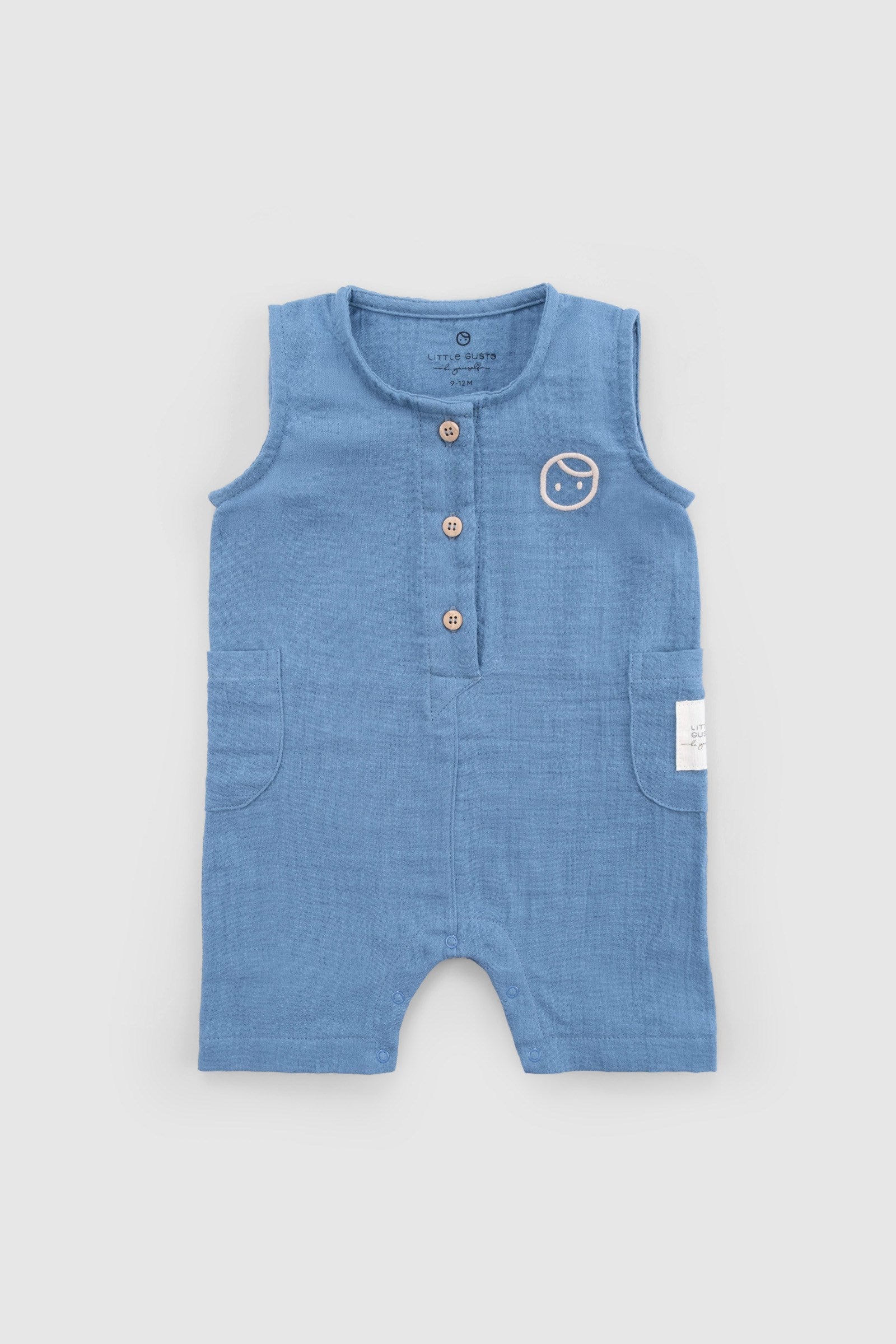 Organik Pamuk Bebek Salopet Mavi Salopet Little Gusto