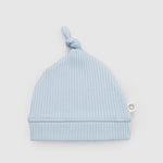 Organik Pamuklu Düğümlü Kaşkorse Modal Yenidoğan Şapka Mavi