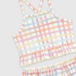 UV Korumalı Fırfırlı Kız Çocuk Bikini Takımı Rainbow Gingham Sand Mother