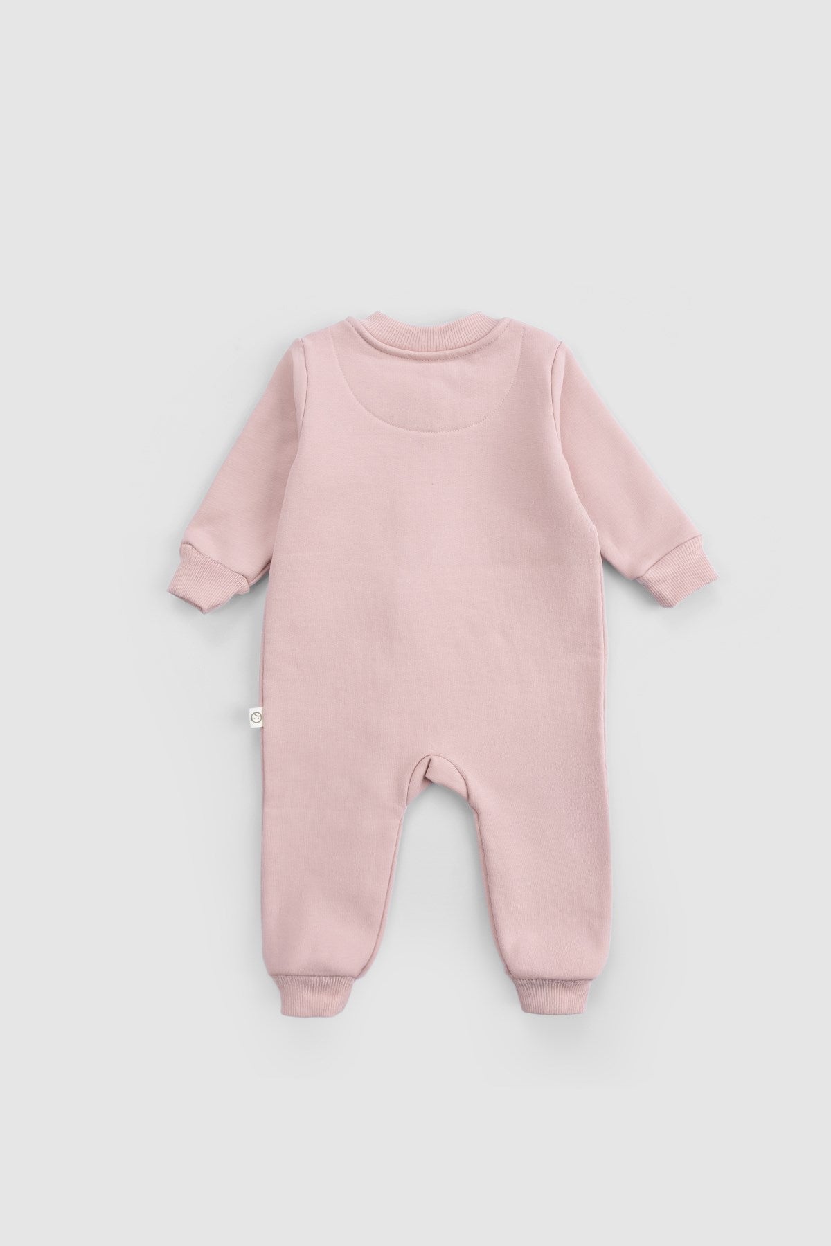 Organik Pamuklu Pembe Fermuarlı Bebek Tulumu