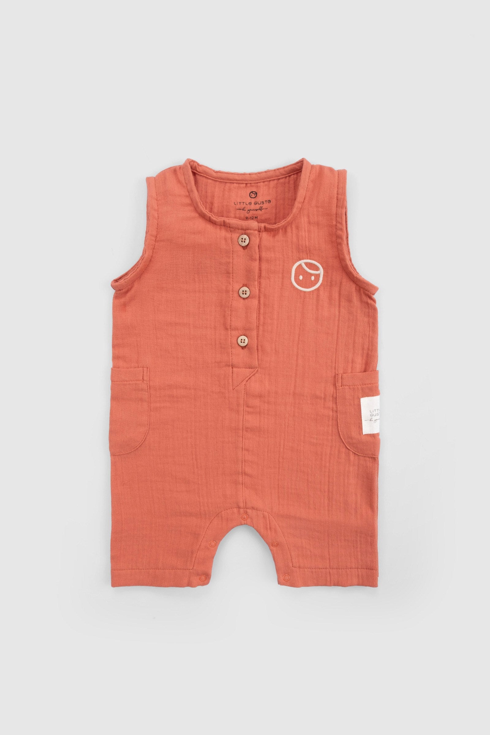 Organik Pamuk Bebek Salopet Turuncu Salopet Little Gusto