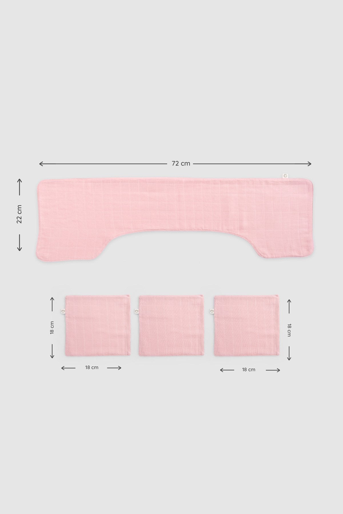 Organik Pamuk Müslin Pembe Omuz Ağız Bezi Seti.