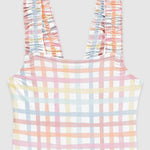 UV Korumalı Kız Çocuk Mayo Rainbow Gingham Mayo Sand Mother