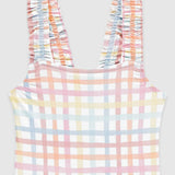 UV Korumalı Kız Çocuk Mayo Rainbow Gingham Mayo Sand Mother