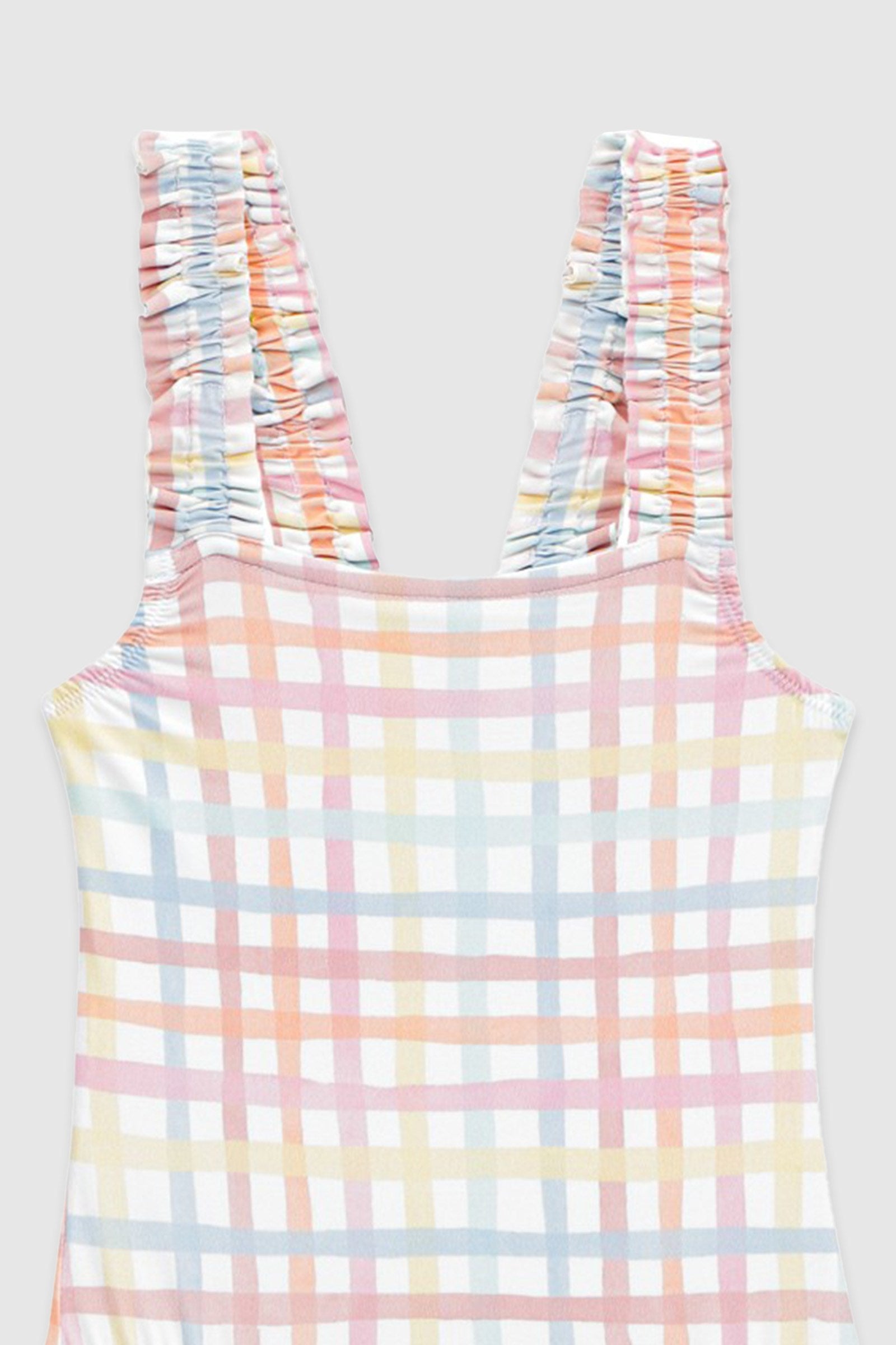 UV Korumalı Kız Çocuk Mayo Rainbow Gingham Mayo Sand Mother