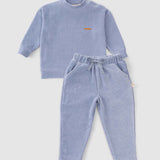 Fitilli Kadife Bebek Eşofman Takımı Mavi
